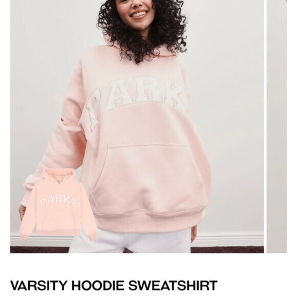 PARKE Varsity Hoodie Sweatshirt Ballet Pink Size L/XL NWT Valentine's Day Drop - Picture 1 of 2